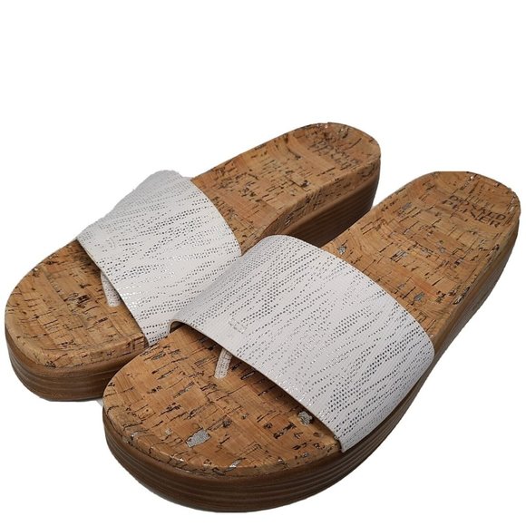 DONALD PLINER women Sandals Fiji  Metallic Zebra white Wedge Thong  Sz 11 new - Picture 1 of 10
